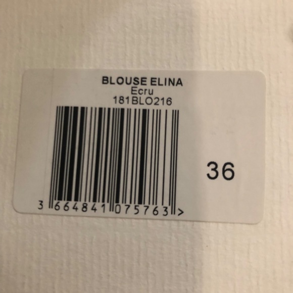 Sezane Elina blouse, wrap, delicate embroidery, ecru (cream), silk, FR 36 (XS-S) - Picture 3 of 4